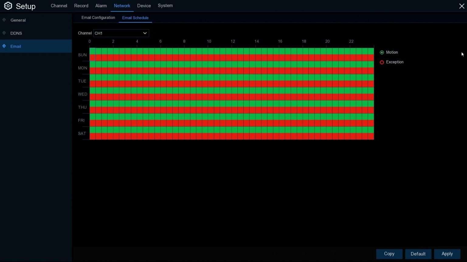 WFN6-NETWORK-Email Schedule- green is motion, red is Exception