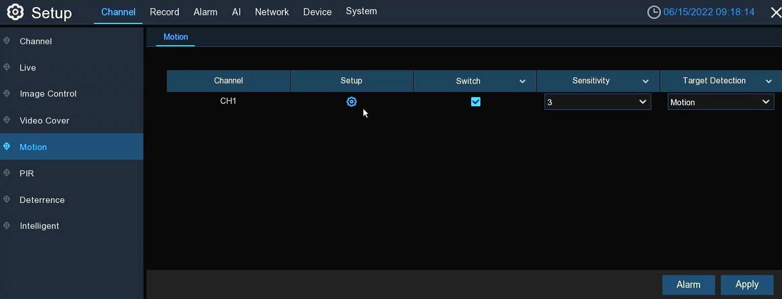 1128PR IRIS528R motion detection