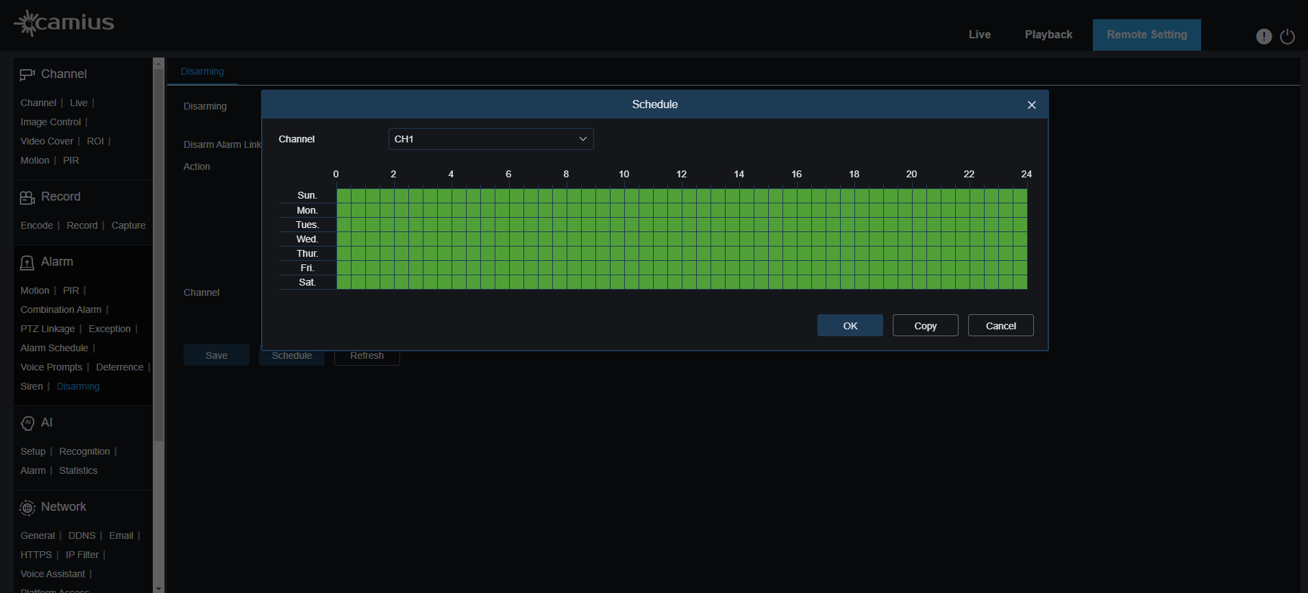 1128PR and Spot828A RB Alarm Disarming Schedule