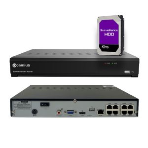 Camius 4K 8 Channel NVR with 8 PoE Ports, Hard Drive - 4TB