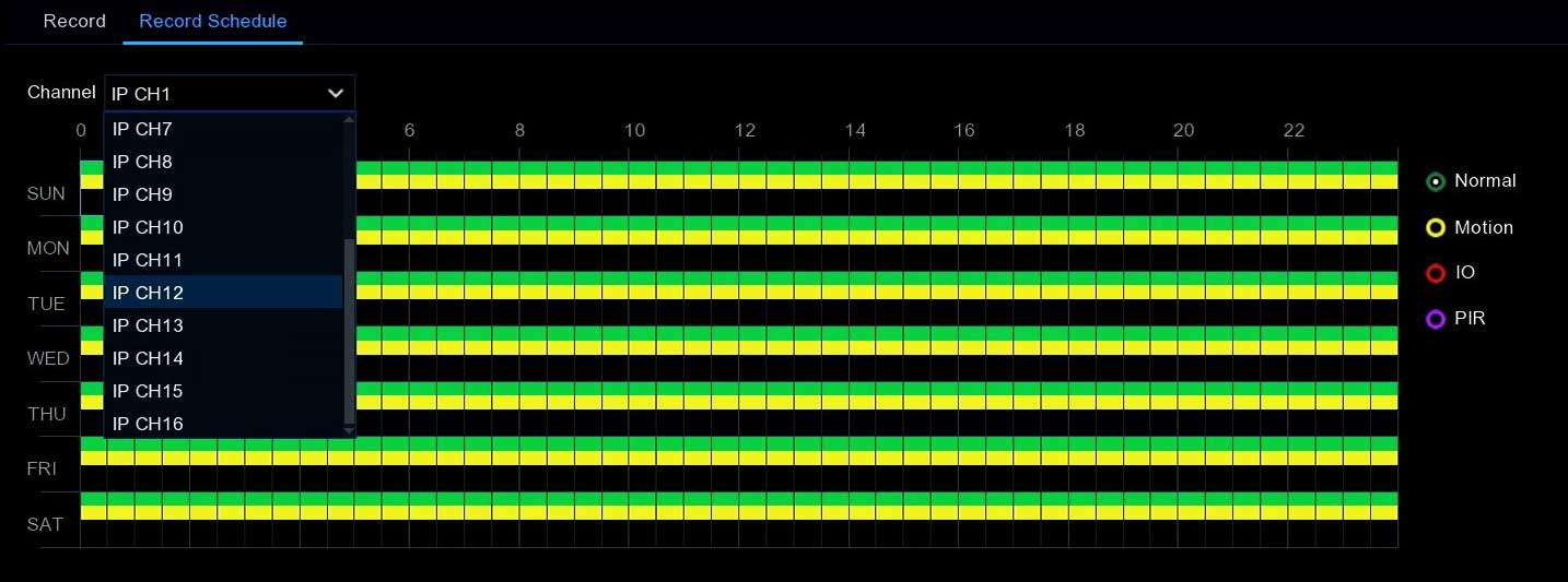 IPVAULT2320P16N 16 channel recording schedule web