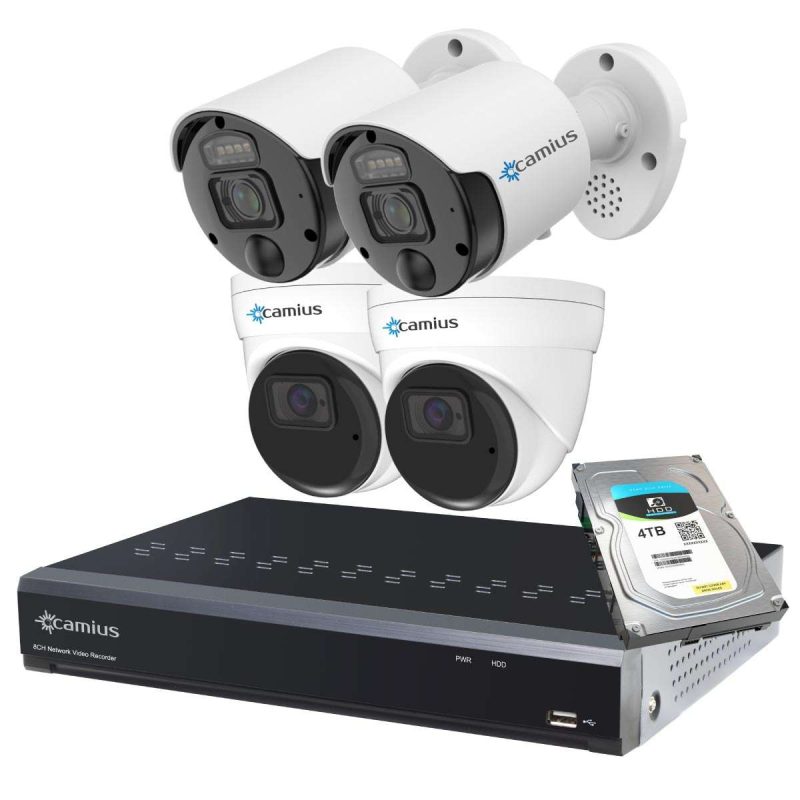 8P2S82A2I5R4T-2 2 x 4K PoE Security Camera, 2 x 2K Dome Camera, Powerful 128Mbps 8 Channel NVR System with 4TB HDD
