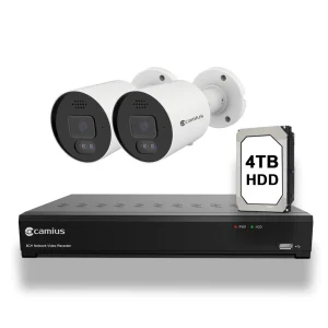 Camius 4K Spotlight Security System with 2 Way Audio, Lights, Siren - 2 Cameras, NVR, 4TB