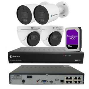4K PoE Security Camera System with 2 Bullet, 2 Dome Cameras