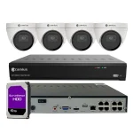 4K PoE dome security camera system with 8 channel NVR and dome cameras