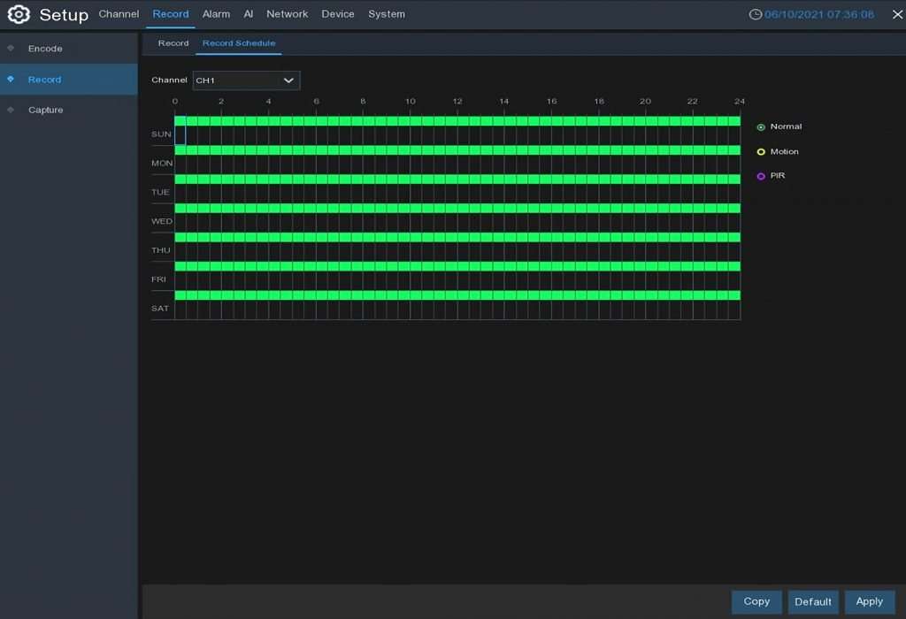 IPVAULT1128PR recording schedule
