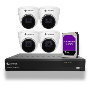 4 2K Dome Cameras with PoE NVR 8 Channels, 3TB Hard Drive