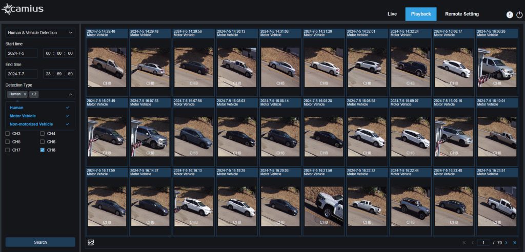 IPVAULT1128PR playback Human and vehicle detection AI web