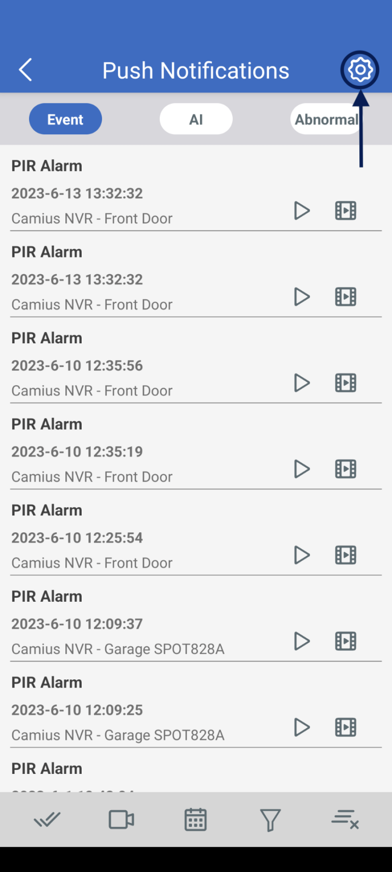Camius view Push notifications 1
