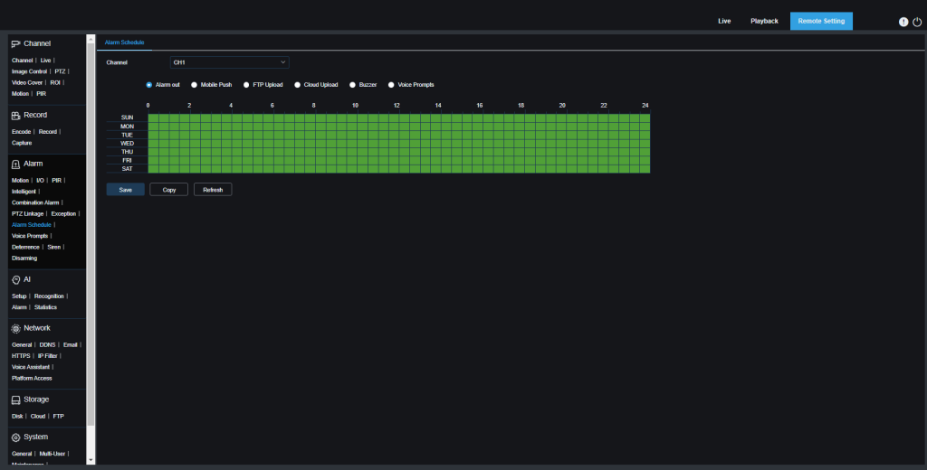 2320PR SPOT828A RB Alarm Alarm schedule