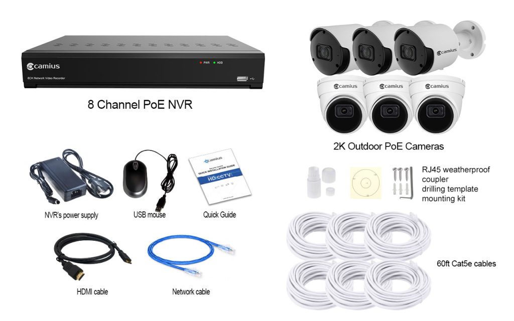 6 camera security system PoE Camius