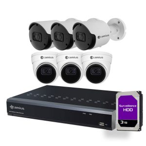 2K 6 IP Camera System for Home, Business Security with PoE NVR I 3TB HDD