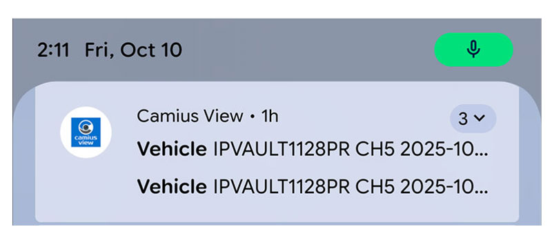 Camius view push notifications list
