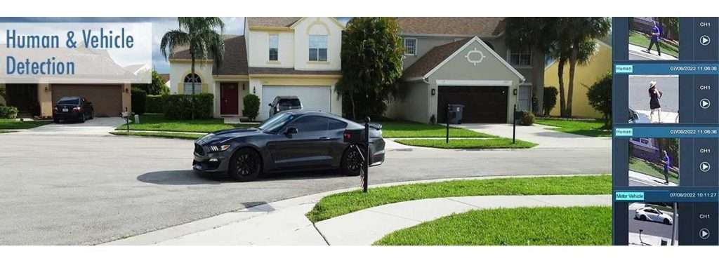 The available AI Detection options include Human and Vehicle detection (PD&VD), Perimeter Intrusion Detection (PID), Line Crossing Detection (LCD), and Cross Counting (CC).