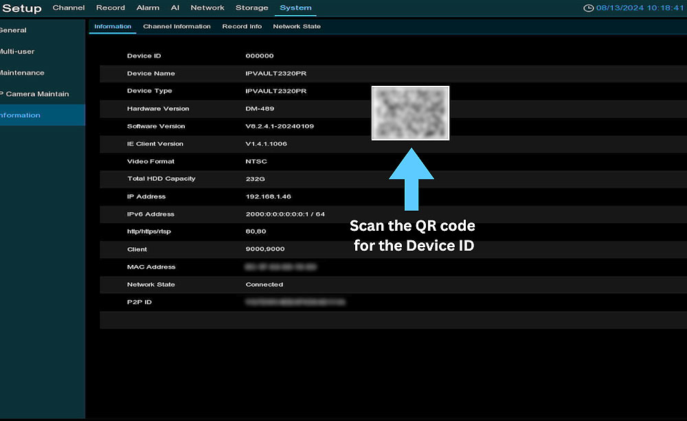 Scan the QR code to add Camius DVR NVR to the app