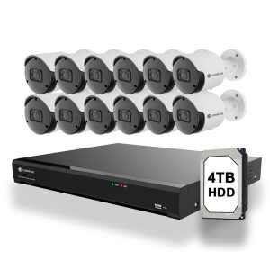 Camius 2K PoE 12 Camera Security System with 16 Channel NVR, 4TB HDD