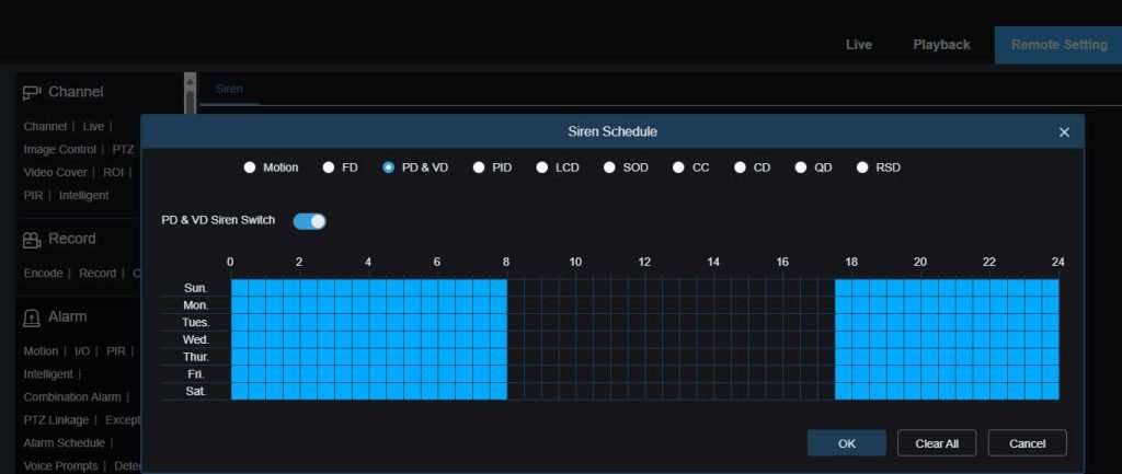 2256PR and SPOT828A R GUARDVR4K siren schedule web