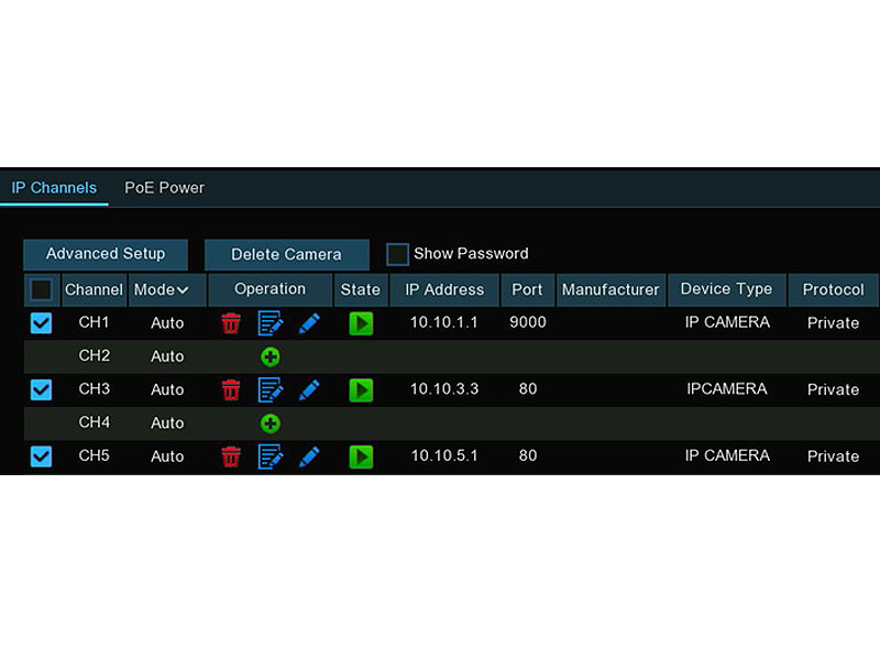 Delete Camera icon - delete IP channels