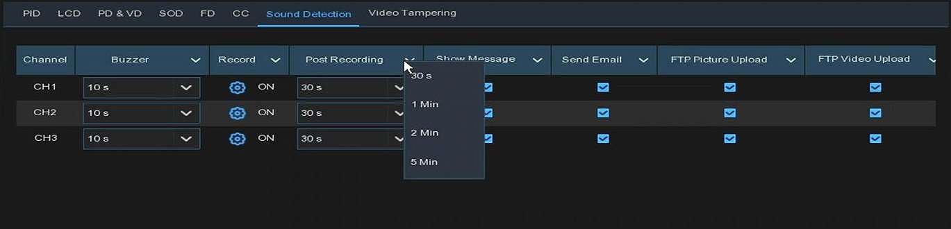 What Is Post Recording, And How To Enable It? 1 IPVAULT1128P SOUND DETECTION web