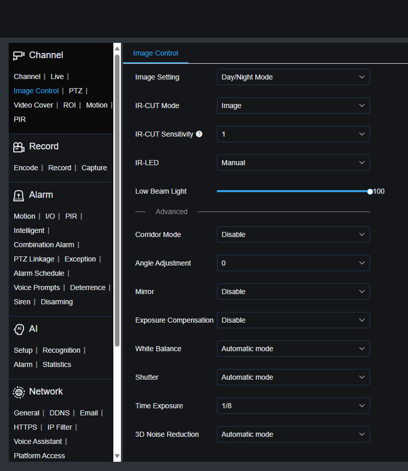 IPVAULT2320PR SPOT828A RB Image Control Day Night Mode