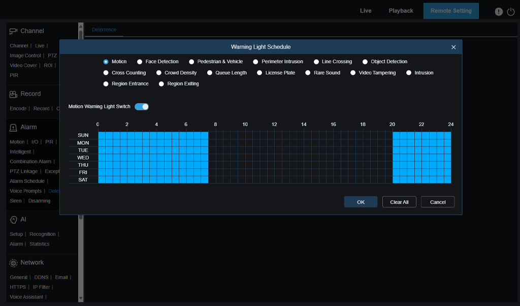 IPVAULT2320PR SPOT828A RB Image Control Full Mode Deterrence Light oFF warning light schedule motion