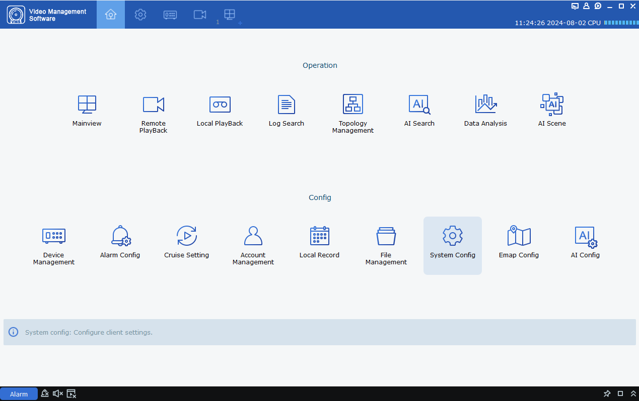 Camius VMS software - system configuration