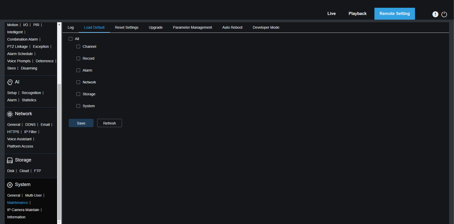 2320PR SPOT828A RB System Maintenance Load Default
