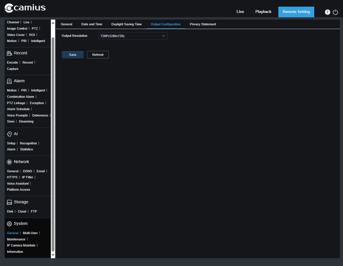 Camius NVR DVR HDMI output web browser