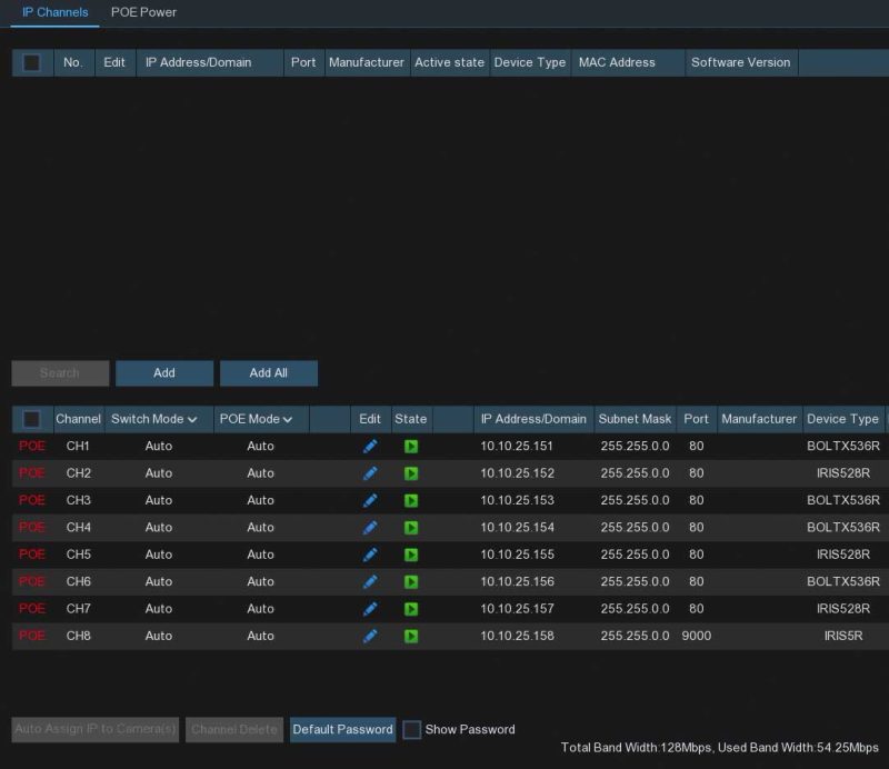 NVR Recorder with Advanced Bandwidth Support