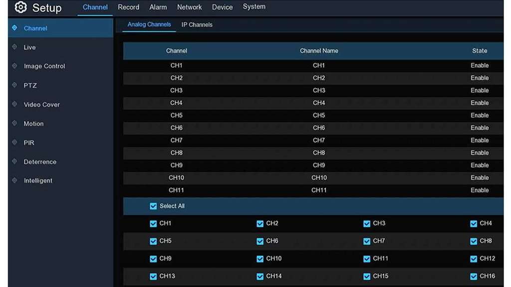 The total default bandwidth is 64Mbps. Converting all analog channels to IP channels will increase to a maximum bandwidth of 192 Mbps. By decreasing one analog channel, you can increase bandwidth by 8Mbps. Add 16 analog and 8 IP channels to the Camius surveillance digital video recorder. 