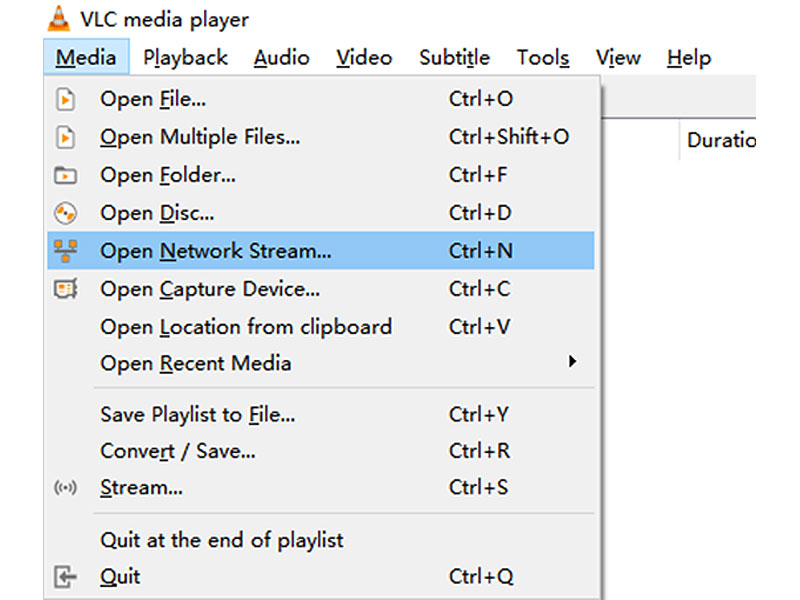 VLC media player network settings