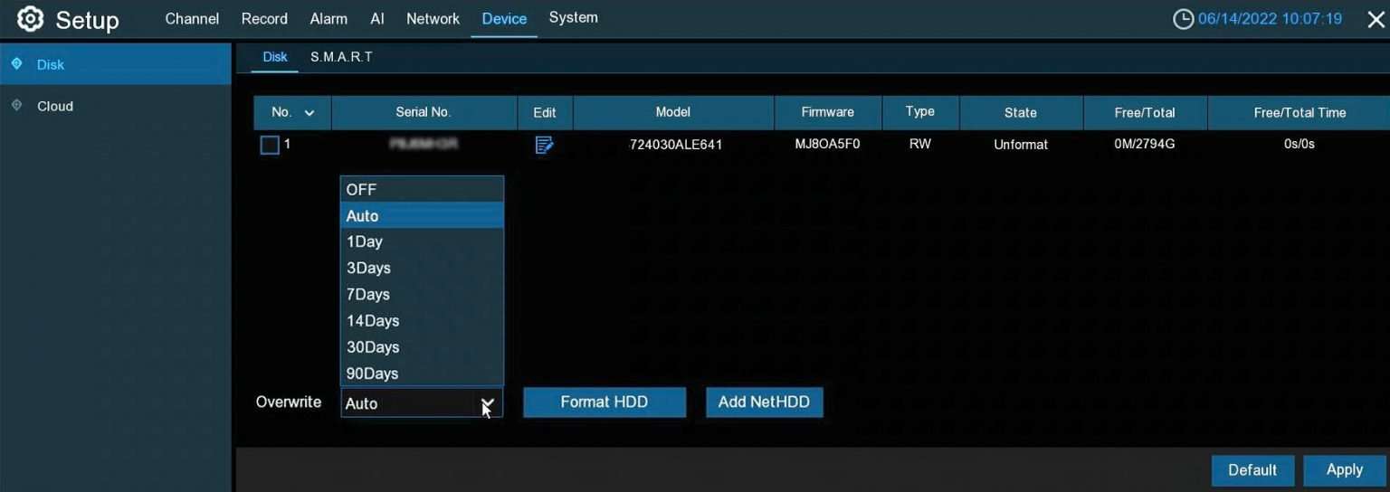 DVr NVR overwrite hard drive