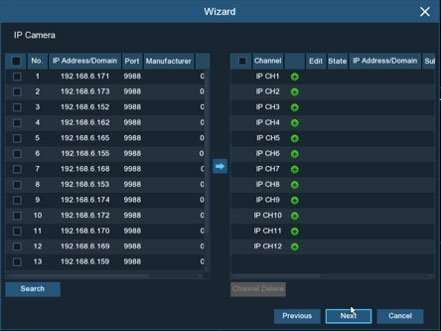 DVR-add-IP-cameras to DVR-in-Wizard- Camius