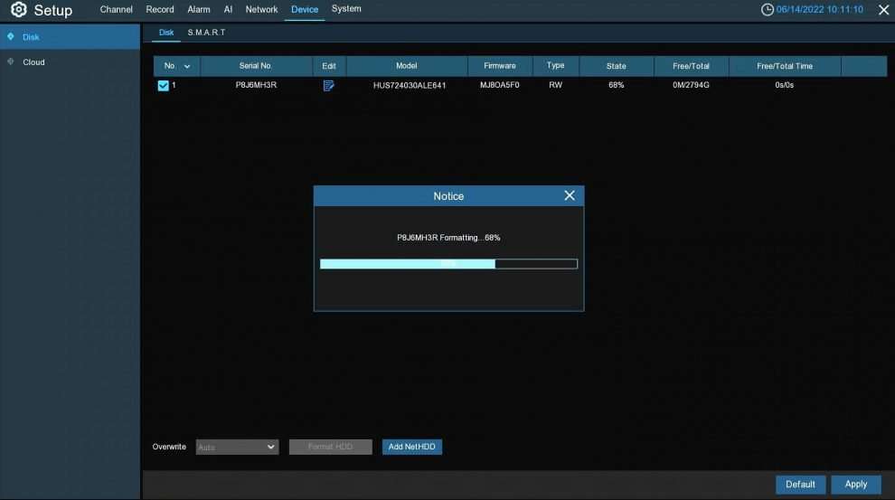 DVR format hard drive