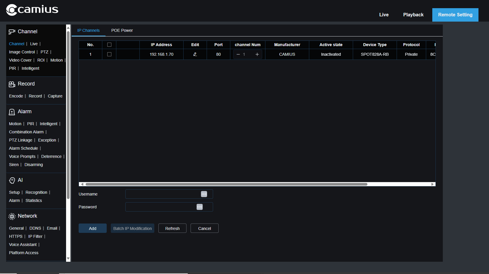 IPVAULT1128PR Adding camera manually to network