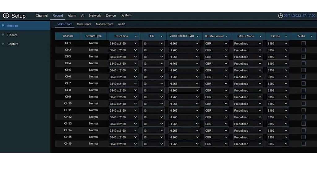 Camius trivault4k2168r 16 channel dvr recorder - encoding maintsream