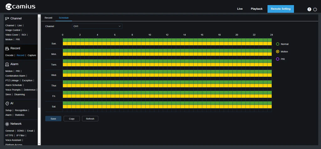 Camius NVR recording