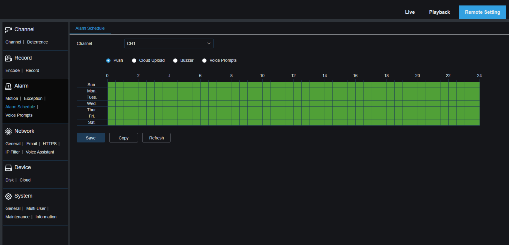 Camius WF4KN Alarm Schedule