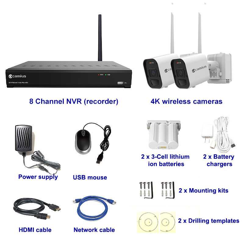 4K Battery Operated Security Wireless Camera System with 2 Cameras and 8 channel NVR
