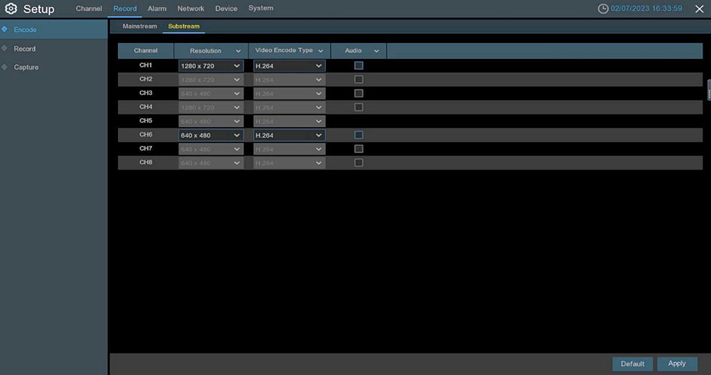 wireless camera record encode subsctream