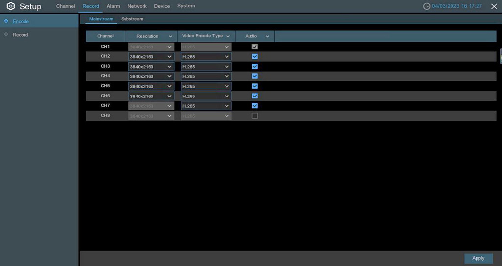 wireless camera record encode