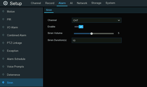 Camius NVR IPVAULT - configure IP camera with siren