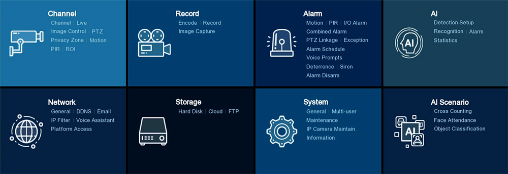 Camius PoE NVR setup menu