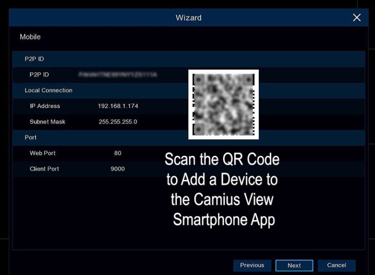 Start wizard P2P ID QR CODE