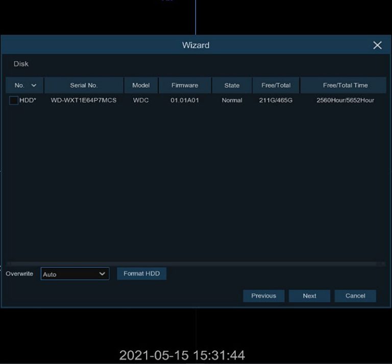 Camius NVR DVR start wizard disk fomat