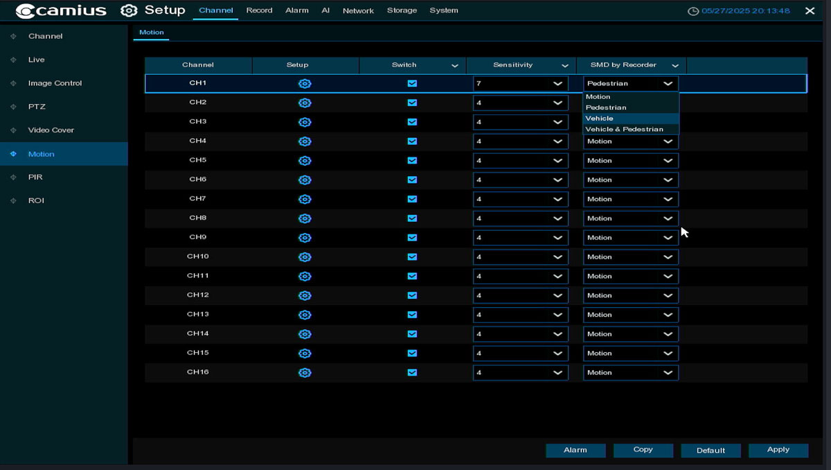 FB4KPRO DVR HDMI IE MENU SETUP Channel Motion