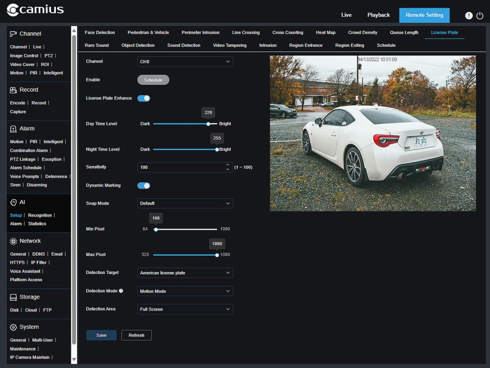 Camius cameras with License Plate detection