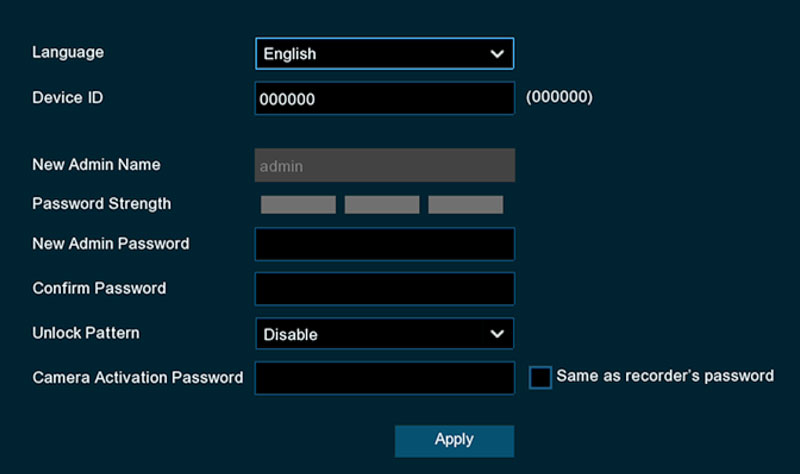 It is recommended to tick this checkbox. This allows all connected PoE cameras to be activated with the same password as the NVR admin password.