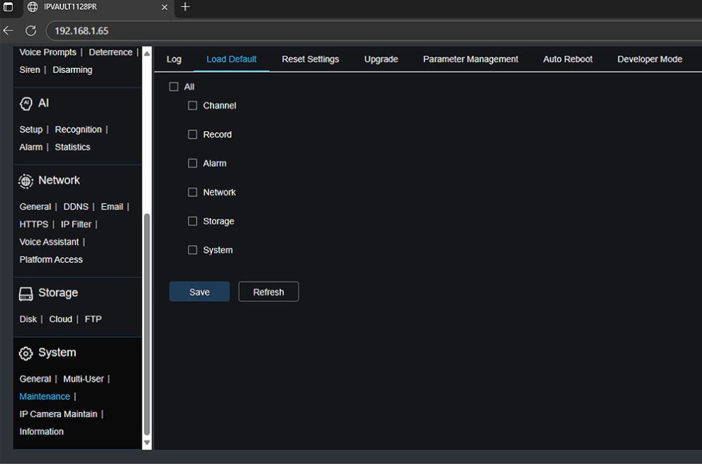 Reset DVR or NVR password, factory settings