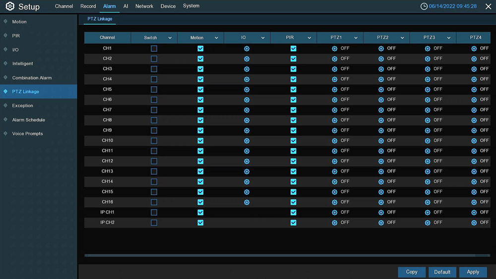 Camius 16 channel DVR with Alarm output- PTZ linkage